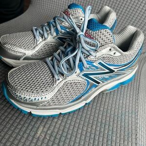 Silver and Blue Athletic Shoes